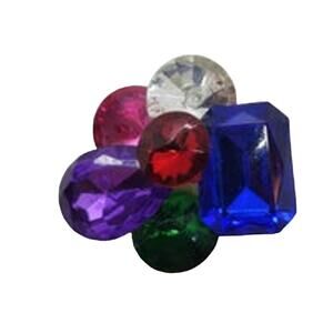 Vtg Earrings Large Colorful  Jewel Tone Acrylic Stones